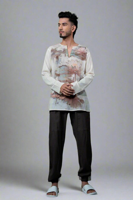 Lotus Flower Printed Kurta