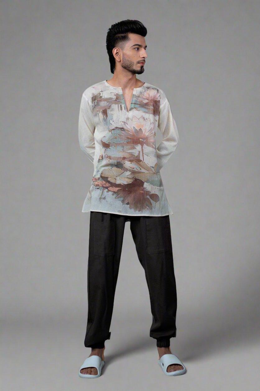 Lotus Flower Printed Kurta