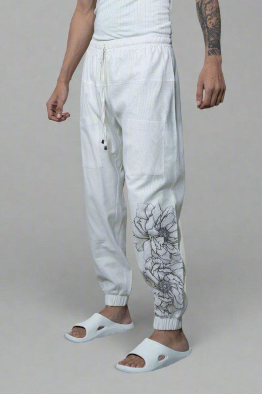 Flower Printed Cotton Jogger Pajama