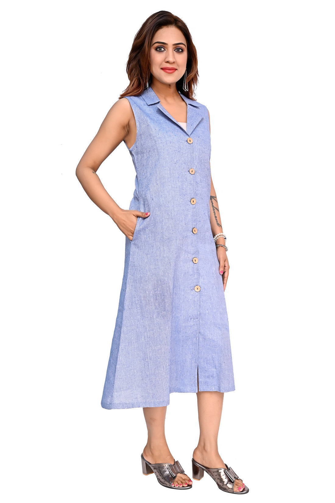 Nirmal Online Premium  Quality Cotton Tunic For Women In Blue Colour