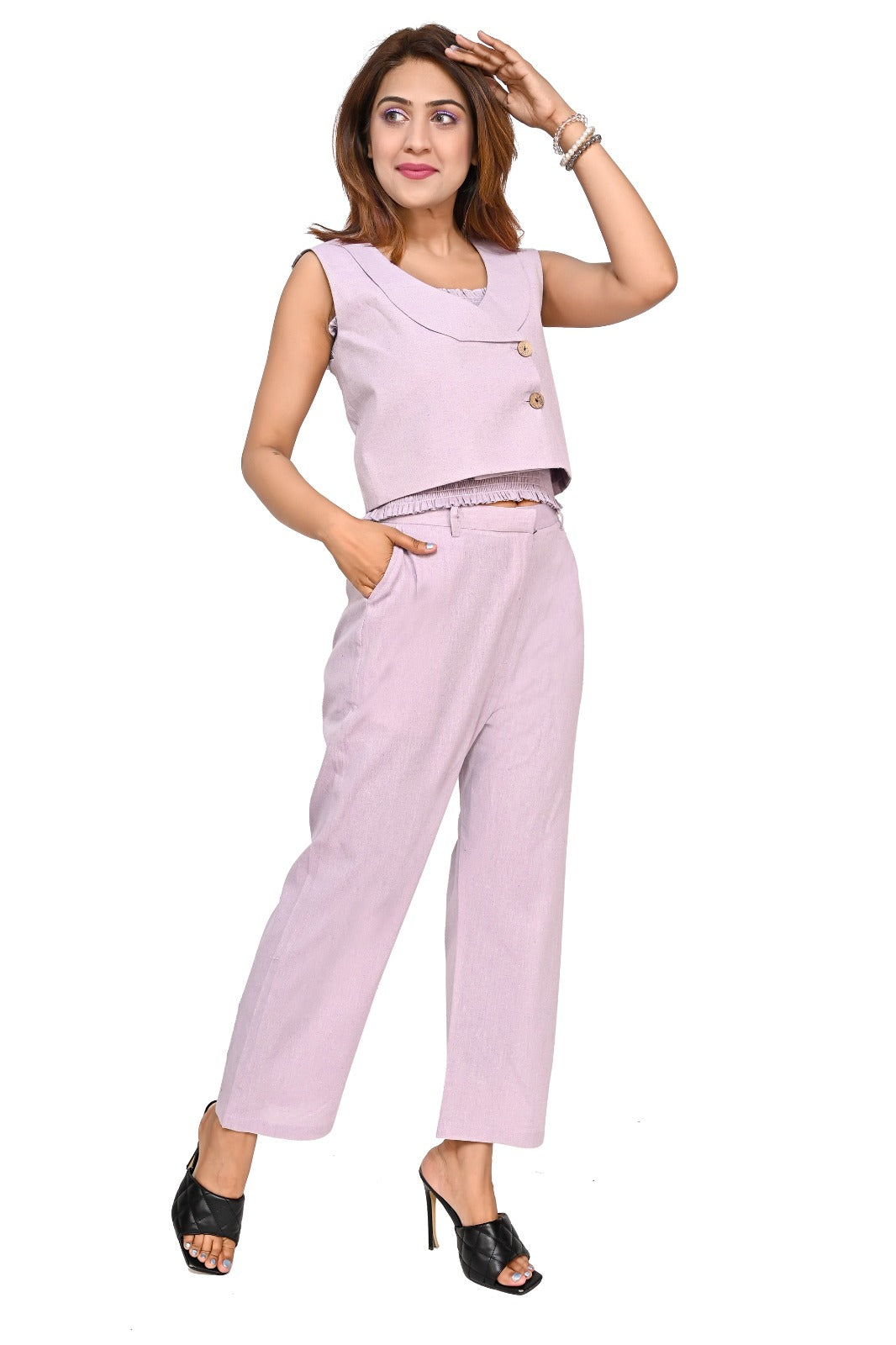 Nirmal online Premium Cotton co-ord set for Women in Purple Colour