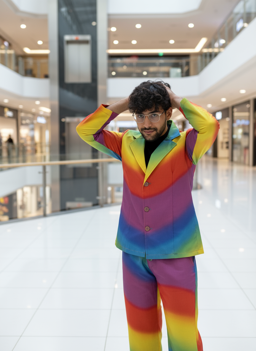 Rainbow Multicolor Digital print Blazer For Men