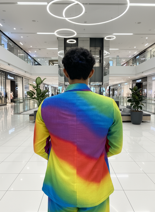 Rainbow Multicolor Digital print Blazer For Men