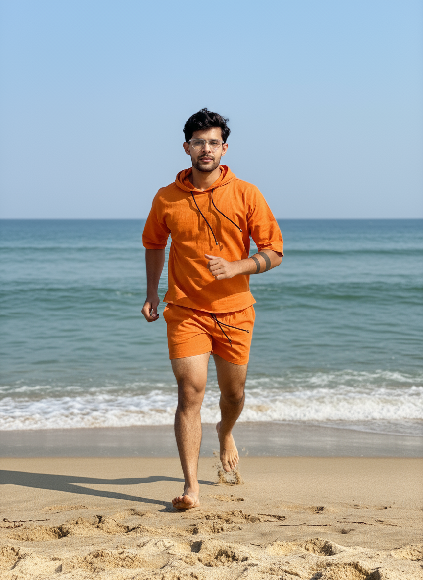 Bright Orange Beach Shorts for Men – Limited Edition