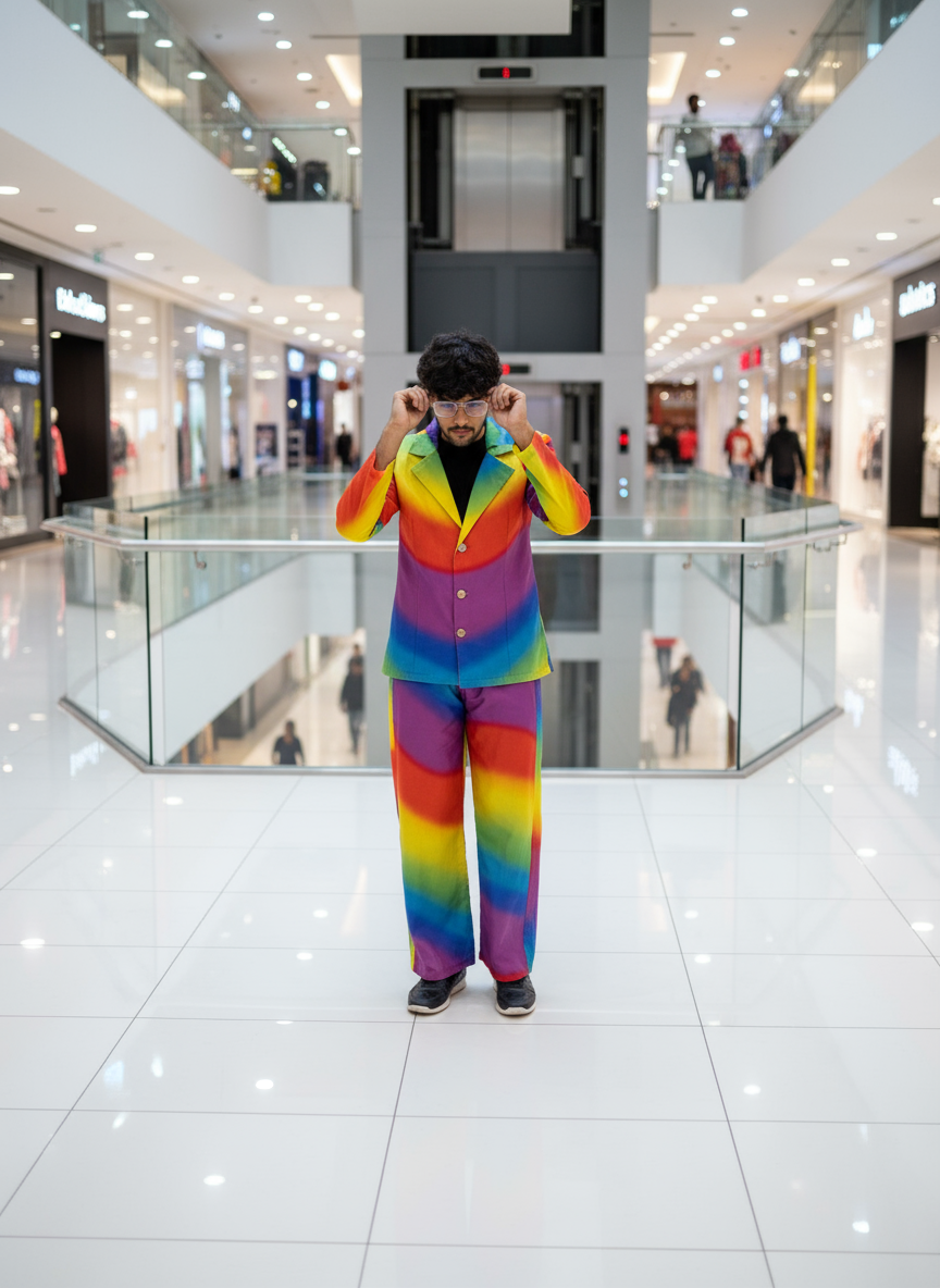 Rainbow Multicolor Digital print Blazer For Men