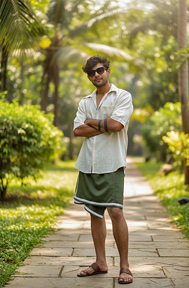
                      
                        Men's Traditional White stipes Green Pajamalungi - Limited Edition
                      
                    