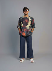 Men’s Half Sleeve Shirt and Pant – Afro Tribal Graphic Print (Black)