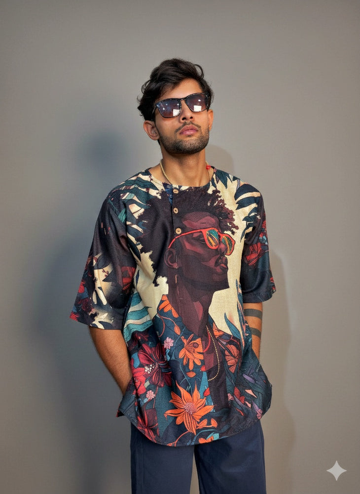 
                      
                        Men’s Half Sleeve Shirt and Pant – Afro Tribal Graphic Print (Black)
                      
                    
