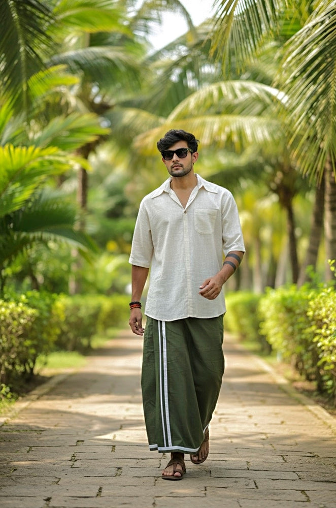 Men's Solid Traditional Half Sleeves Cream Kurta - Limited Edition