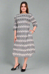 Premium quality digital printed and mirror embroidery Tunic Dress for Women in black & white
