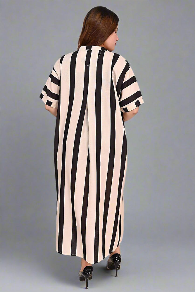 
                      
                        Premium quality digital printed stripe tunic Dress for Women in black & white stripe
                      
                    