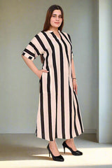 Premium quality digital printed stripe tunic Dress for Women in black & white stripe Plus Size
