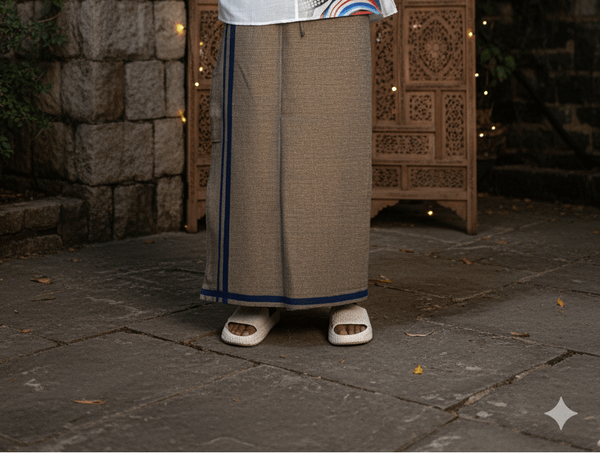 Brown color with dark blue stripes pajamalungi for men's