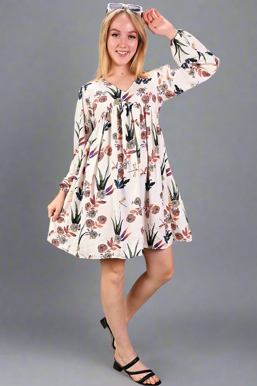 Multi-Colour Flower Printed Dress