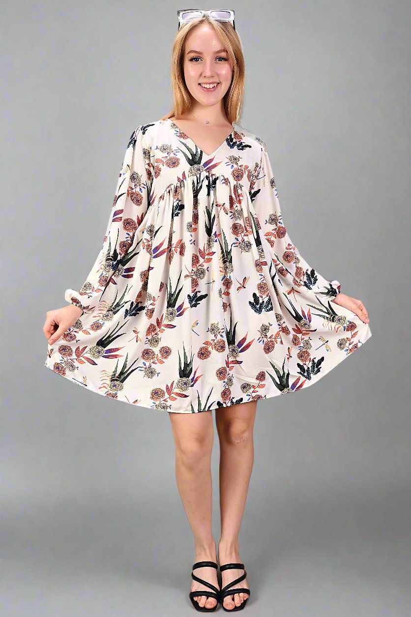 Multi-Colour Flower Printed Dress