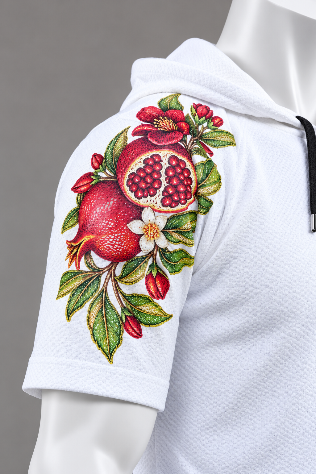 Men’s White Pomegranate Graphic Print Hoodie