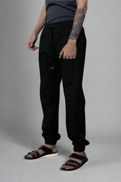 Plain Black Cotton Jogger Pajama