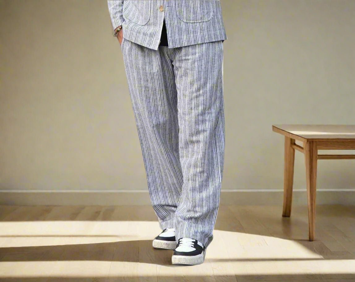 Black Stripe Cotton Pajama - Nirmal Online