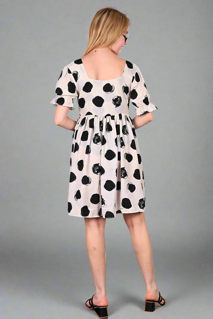 Monochrome Dots Flare Dress
