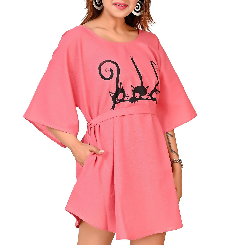 Premium Cotton Top for Women in Coral Pink Colour