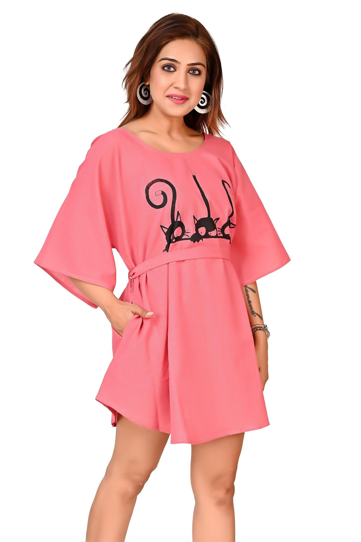 Premium Cotton Top for Women in Coral Pink Colour