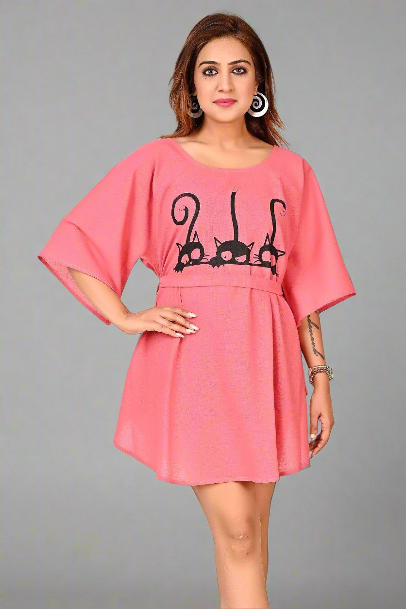 Premium Cotton Top for Women in Coral Pink Colour