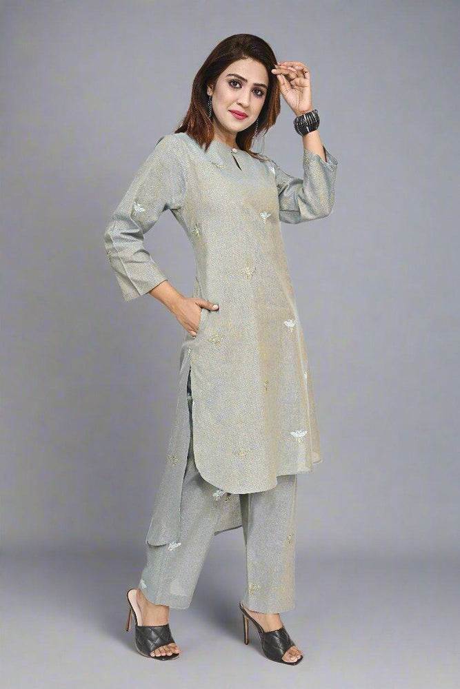 
                      
                        Honey bee embroidered Cotton Kurti & Bottom Set
                      
                    