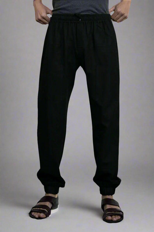 Plain Black Cotton Jogger Pajama