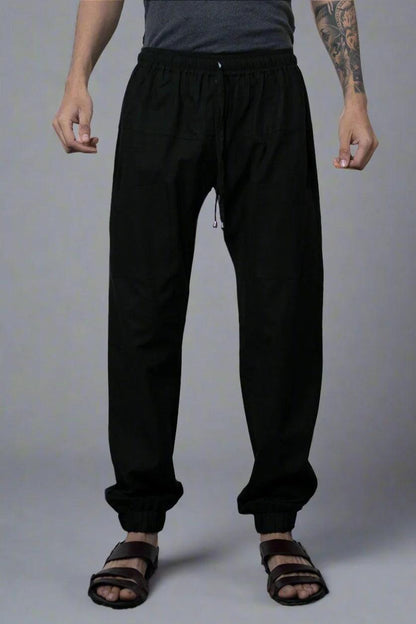 Plain Black Cotton Jogger Pajama