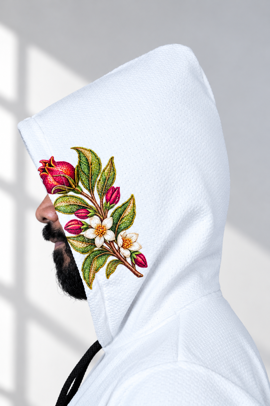 Men’s White Pomegranate Graphic Print Hoodie