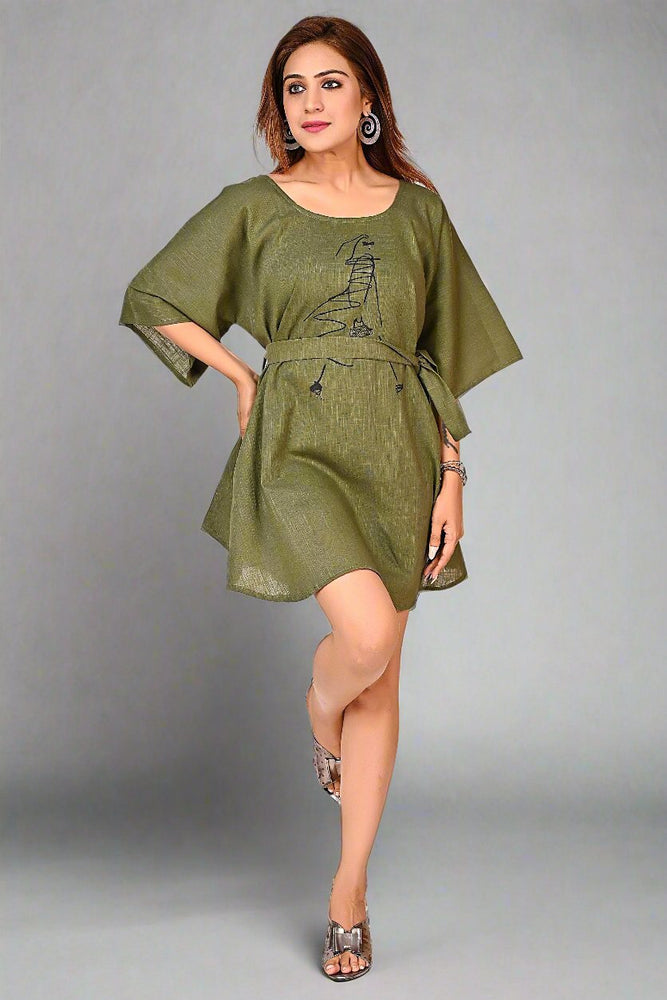 Premium Cotton Top for Women in Olive Green Colour