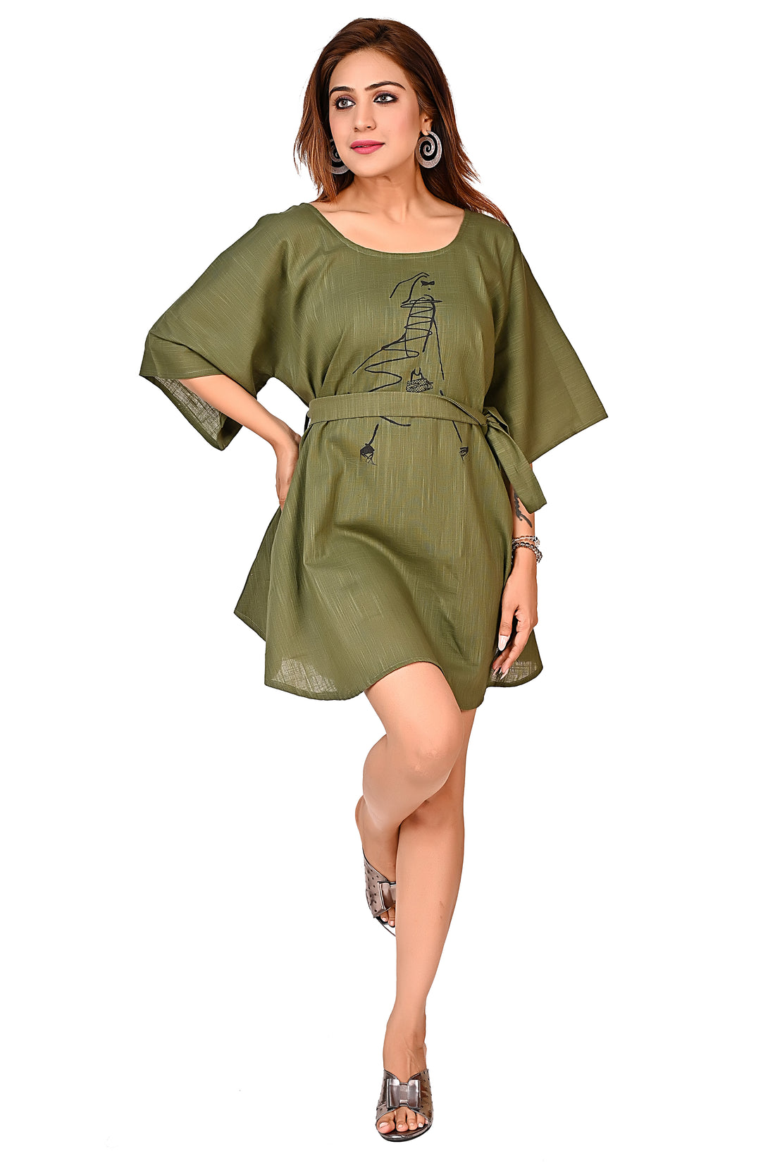 Nirmal online Premium Cotton Top for Women in Olive Geen Colour