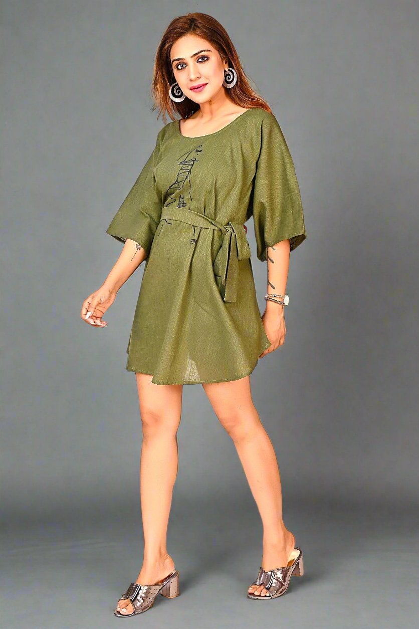 Premium Cotton Top for Women in Olive Green Colour