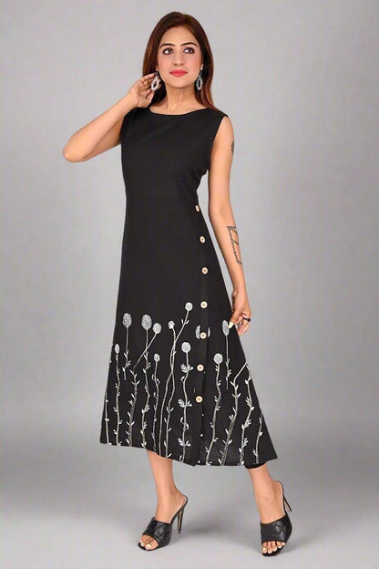 Black Whispering Petals Dress