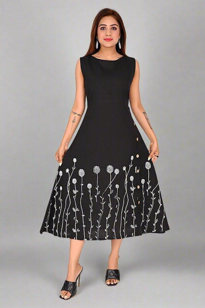 Black Whispering Petals Dress