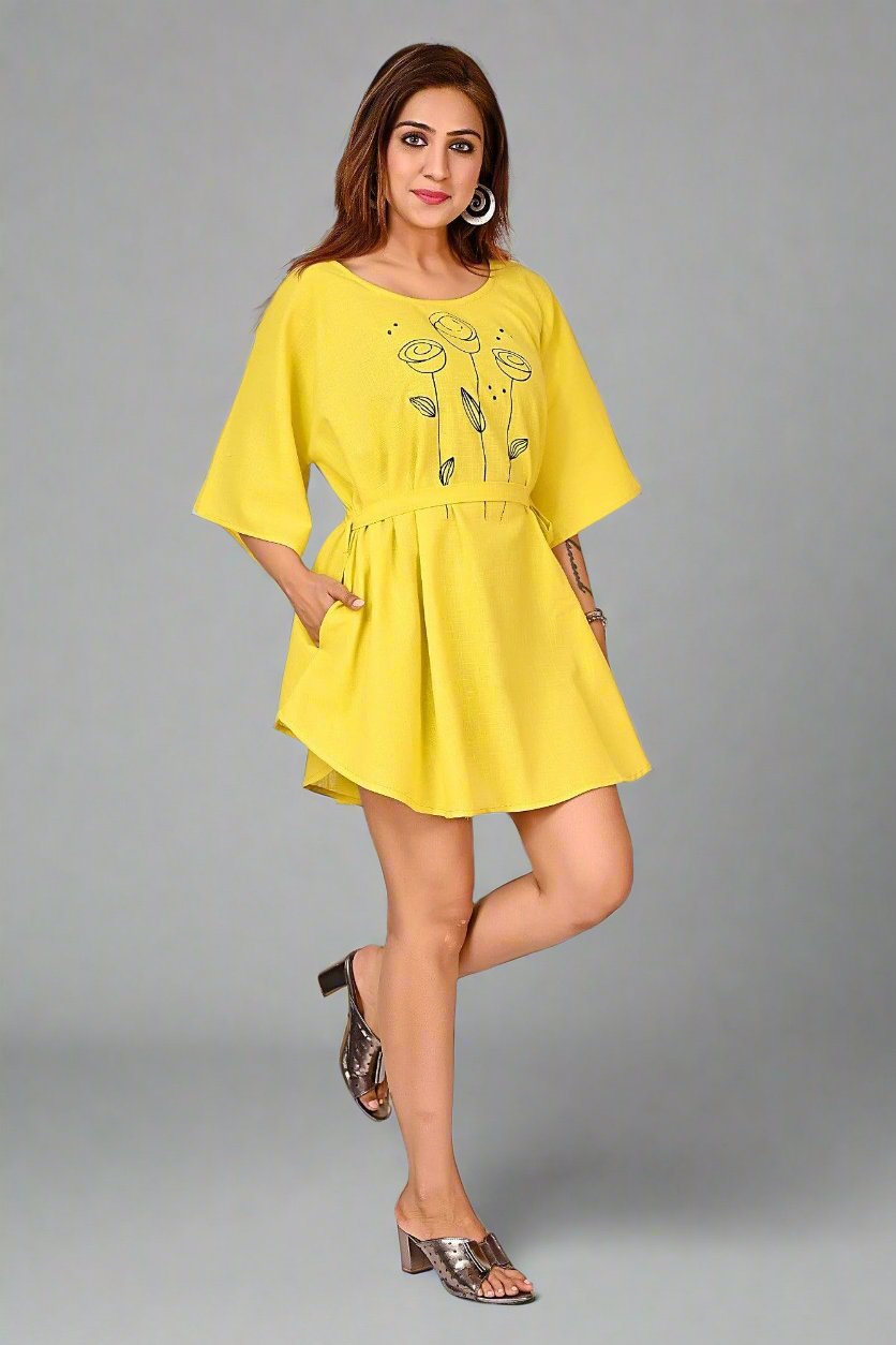 Premium Cotton Top for Women in Yellow Colour