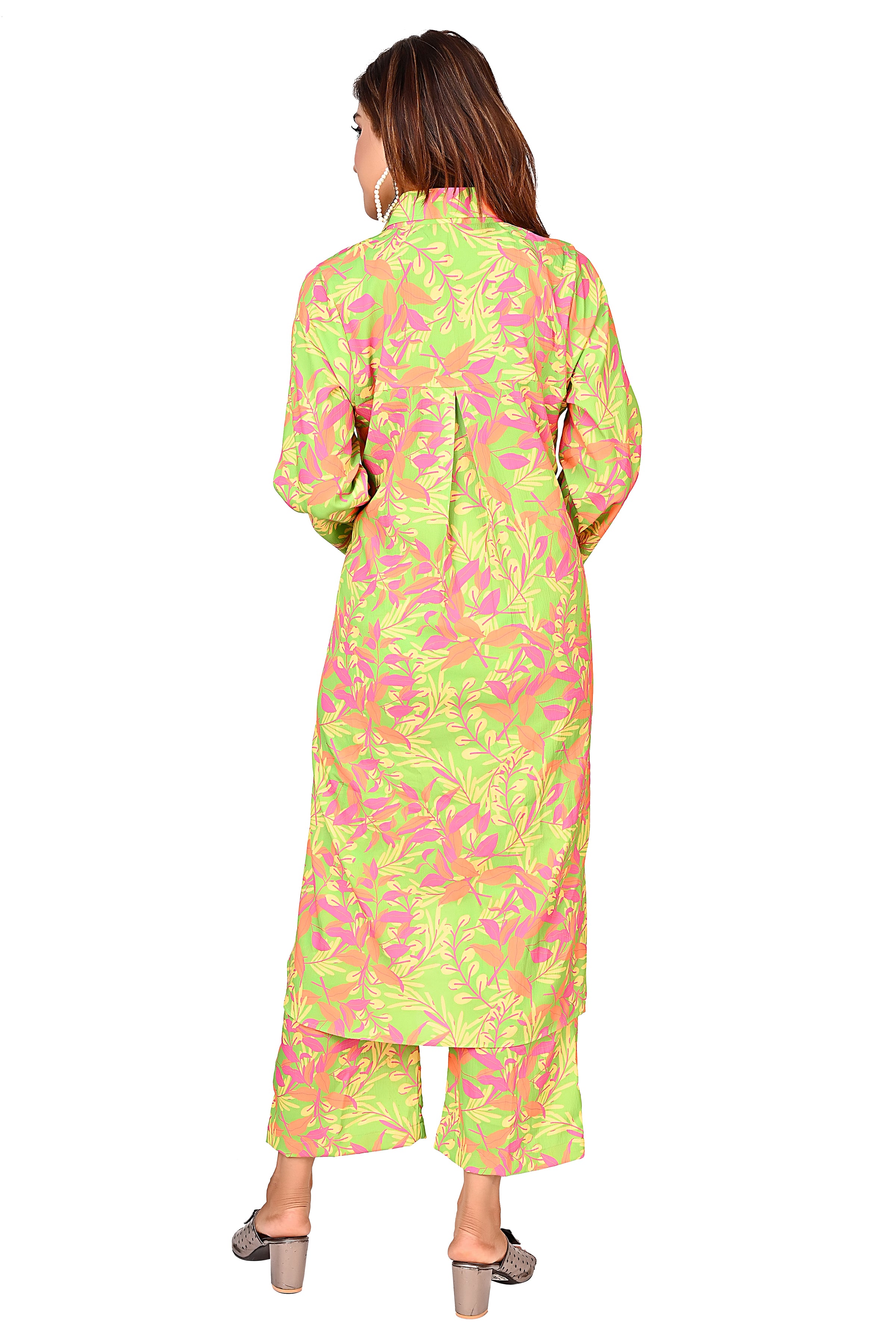Green Printed Straight Kurta Pant Set