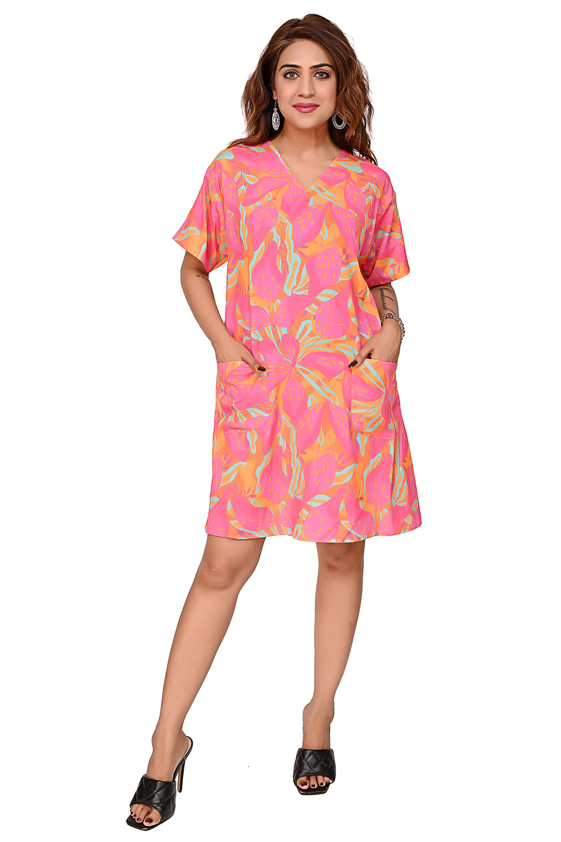 Nirmal online Premium Quality Digital Printed Tunic for Women in Pink Colour