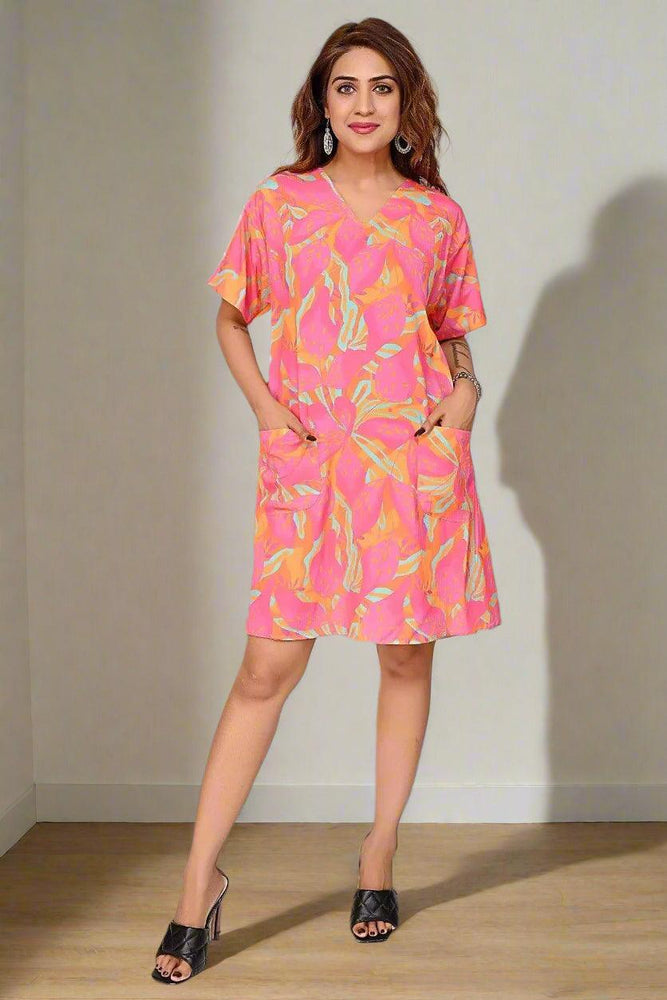 Premium Quality Digital Printed Tunic for Women in Pink Colour