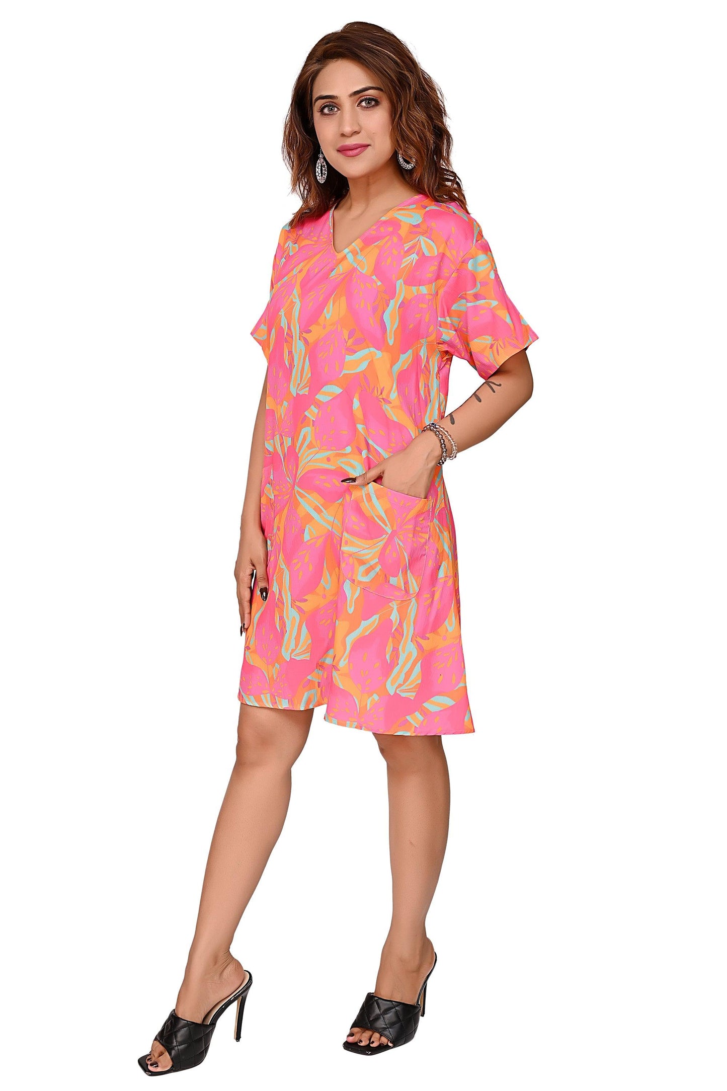 Premium Quality Digital Printed Tunic for Women in Pink Colour