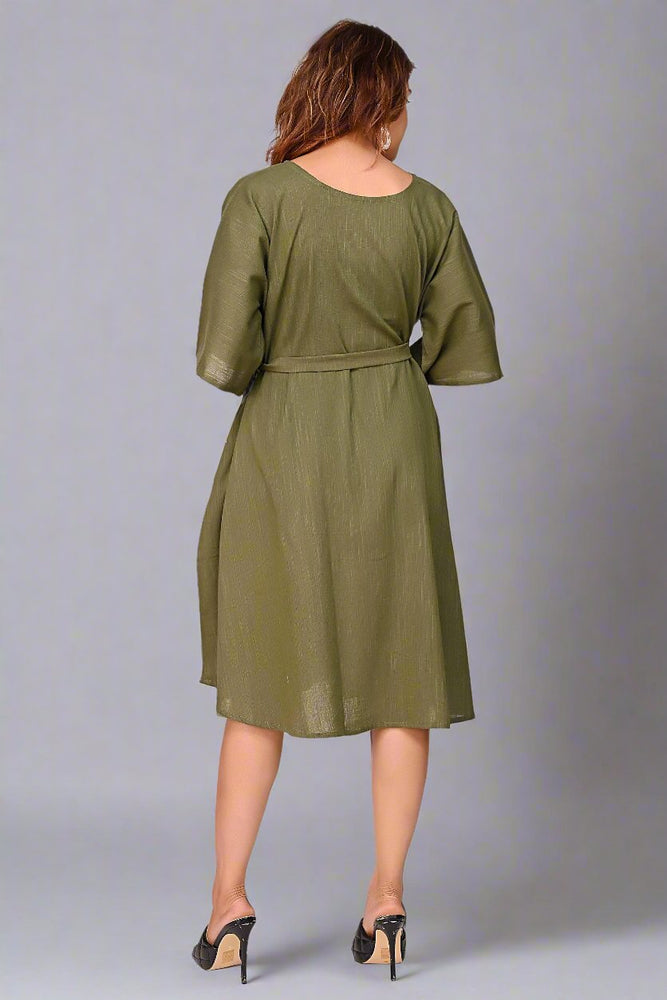 
                      
                        Premium Quality Cotton Slub Tunic Dress for Women in Olive Green Colour
                      
                    