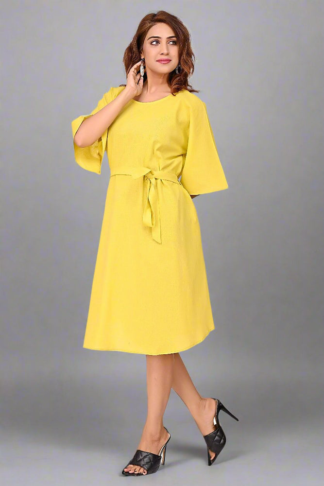 
                      
                        Premium Quality Cotton Slub Tunic Dress for Women in Yellow Colour
                      
                    