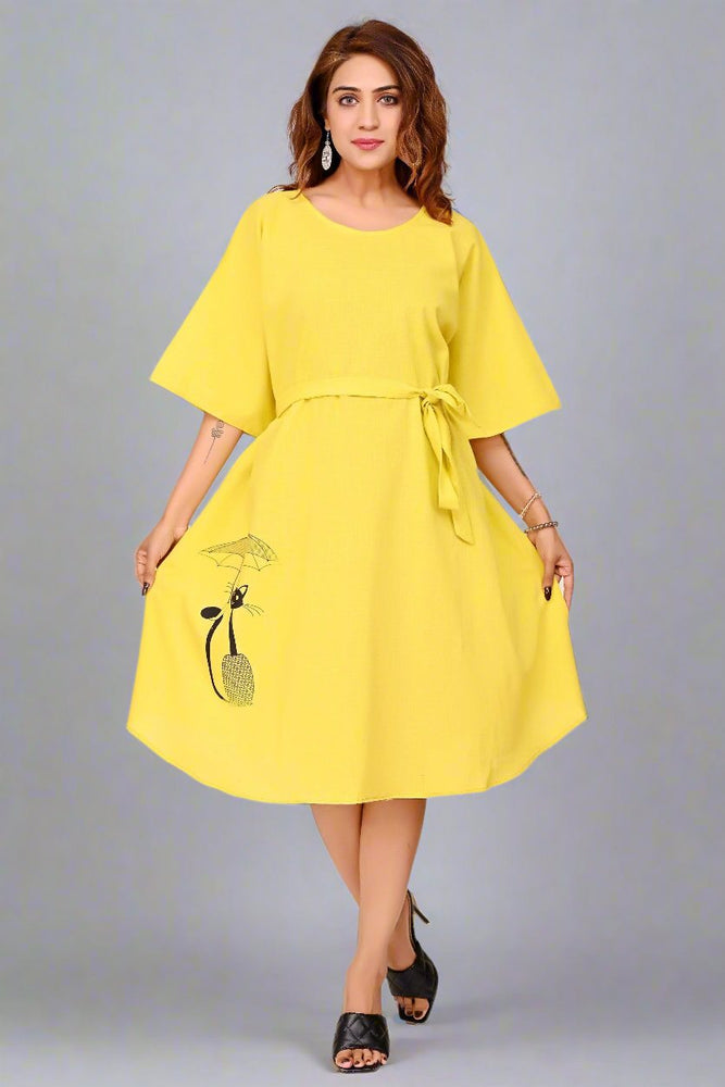 
                      
                        Premium Quality Cotton Slub Tunic Dress for Women in Yellow Colour
                      
                    