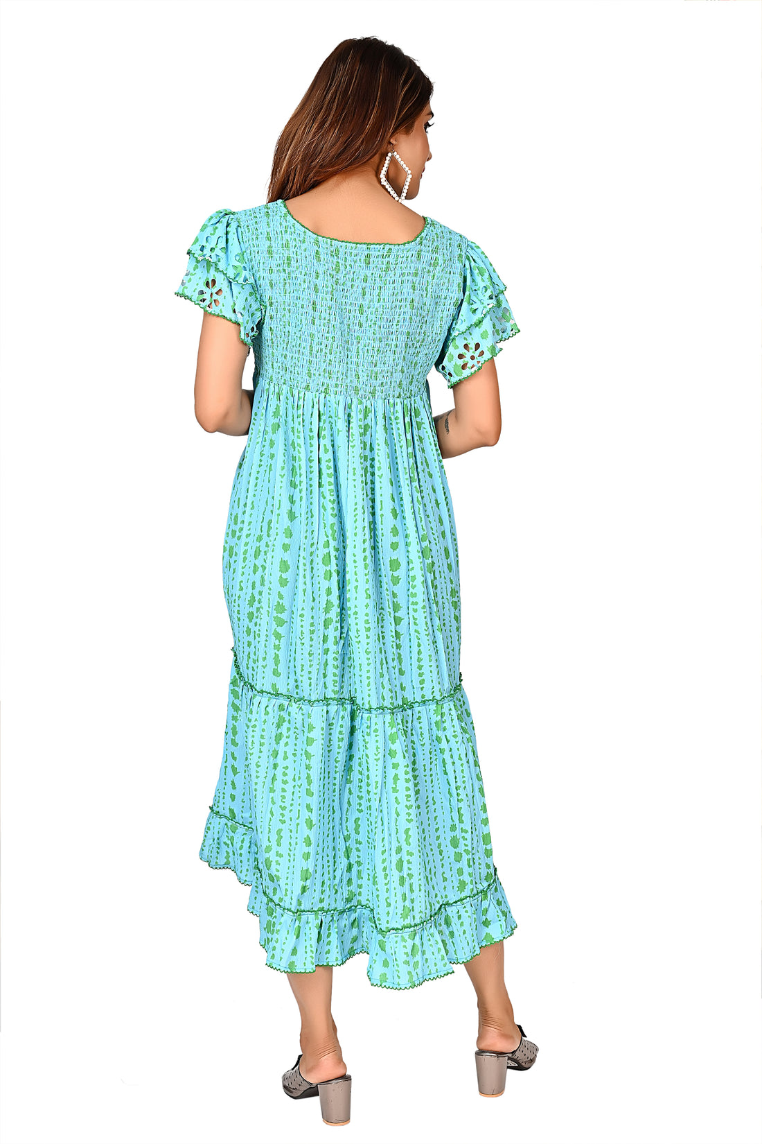 Premium Quality Dress for Women in Aqua Blue Colour Print