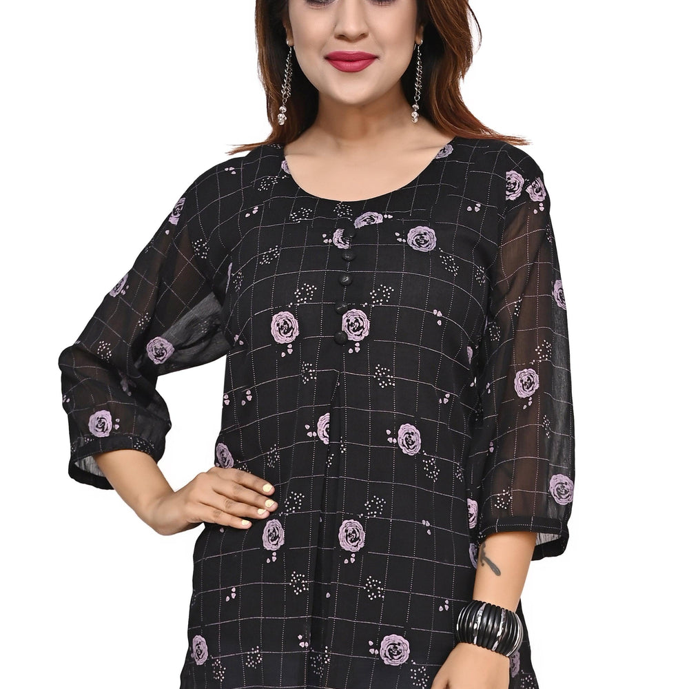 
                      
                        Premium polyester printed top for Women in Black colour
                      
                    