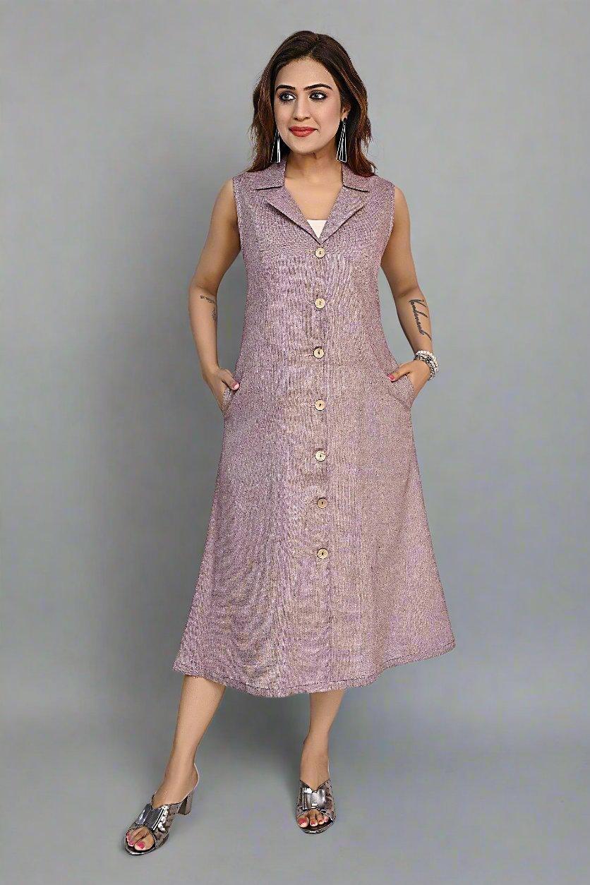 Elegant Mauve Sleeveless Dress