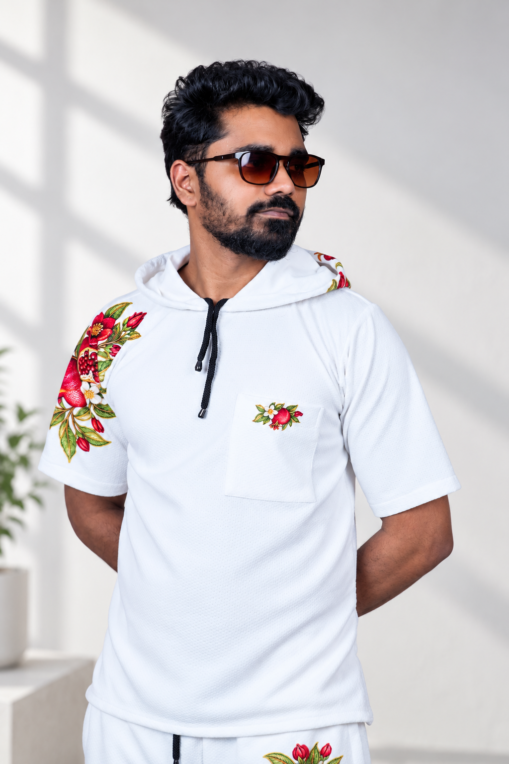 Men’s White Pomegranate Graphic Print Hoodie