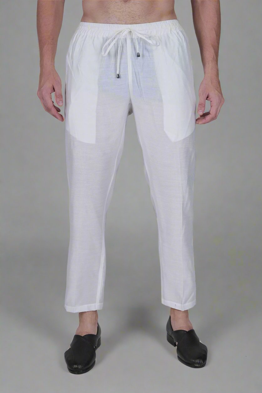 White Viscose Blend Men's Pajama Pant