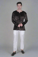 Velvet Noir Elegance Kurta Pajama Set