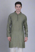 traditional olive color kurta for men